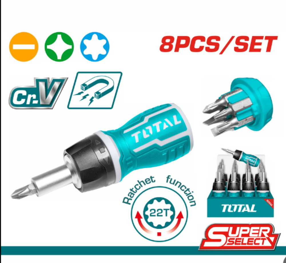 طقم مفك سنون 8قطع راتشة توتال TACSDS1726